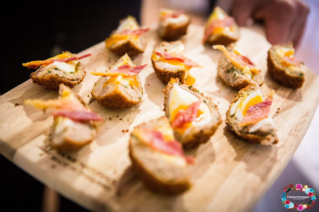 Scotch egg and bacon canapes by chef duet