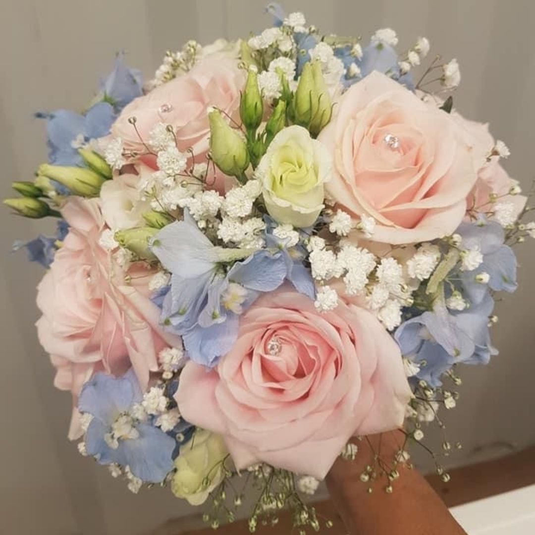 Blue, pink and white bouquet