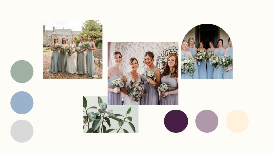 Selection of pictures of bridesmaids in shades of blue