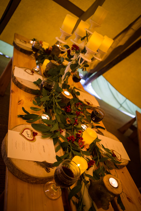Autumnal Wedding table set up 
