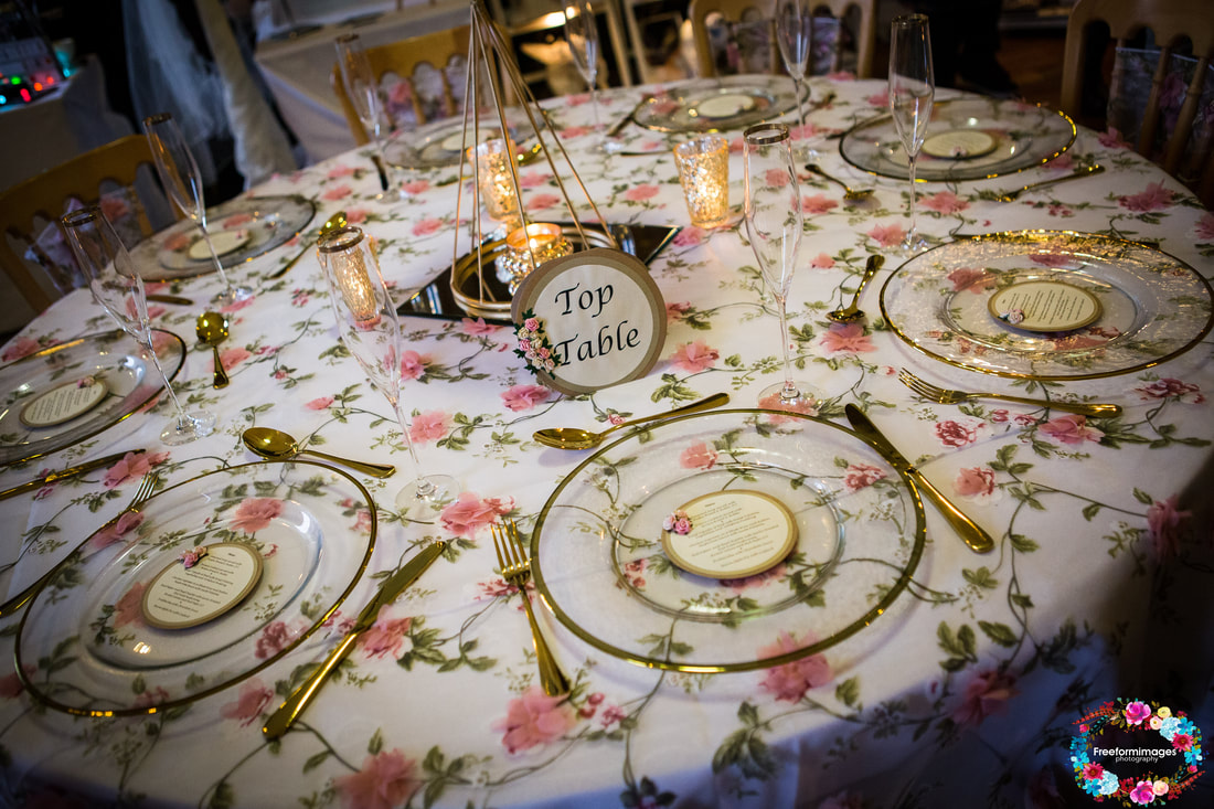 3D pink flower table cloth and matching stationery. Styling By Jacqueline J