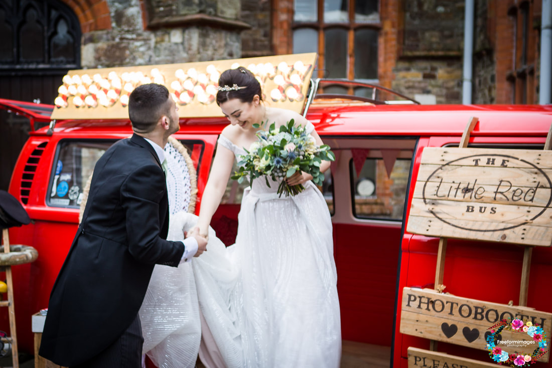 The Little Red Bus photo booth and wedding day transport